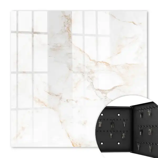 Elegant Brown Marble Key Cabinet with Linear Detail