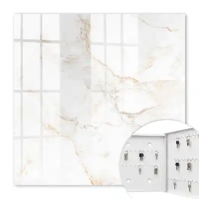 Elegant Brown Marble Key Cabinet with Linear Detail