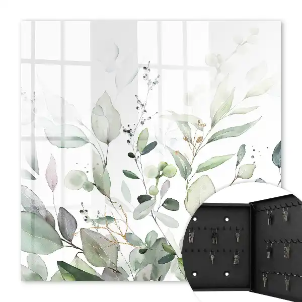 Key box for home Green elegance harmony leaves