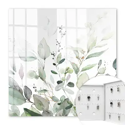 Key box for home Green elegance harmony leaves