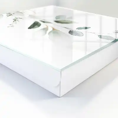 Decorative key box Watercolor leaves in white pastels