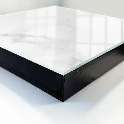 Wall mounted key cabinet in white and gray marble finish