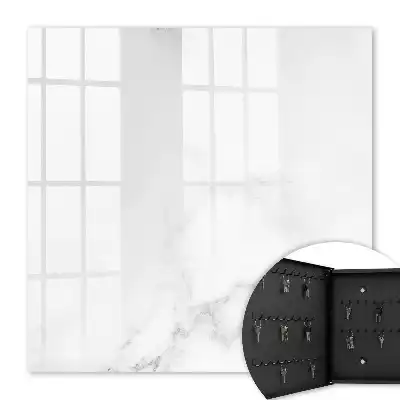 Wall mounted key cabinet in white and gray marble finish
