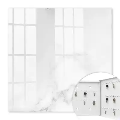 Wall mounted key cabinet in white and gray marble finish