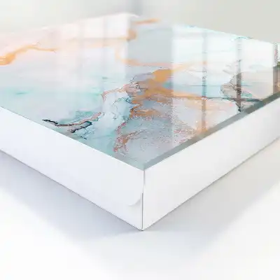 Wall mounted key cabinet with colorful orange marble pattern