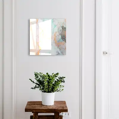 Wall mounted key cabinet with colorful orange marble pattern