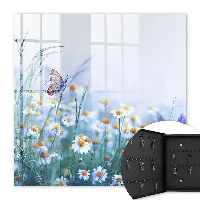 Wall mounted key box Summer meadow with a meadow in the background