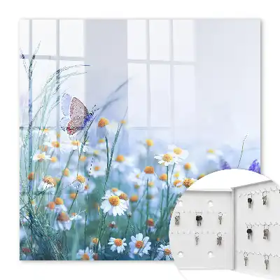 Wall mounted key box Summer meadow with a meadow in the background