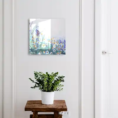 Wall mounted key box Summer meadow with a meadow in the background