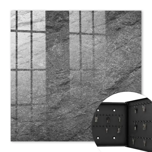 Wall mounted key cabinet in gray stone