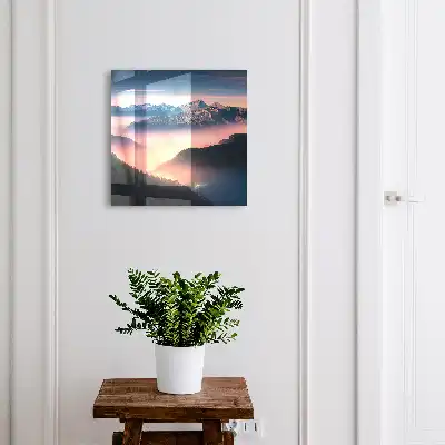 Mountain panorama with city lights wall-mounted key cabinet