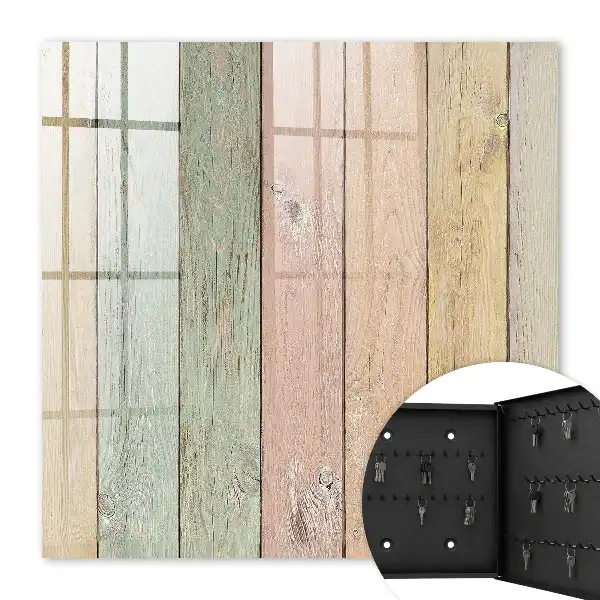 Wall Mounted Key Cabinet with Pastel Grain Wood Finish