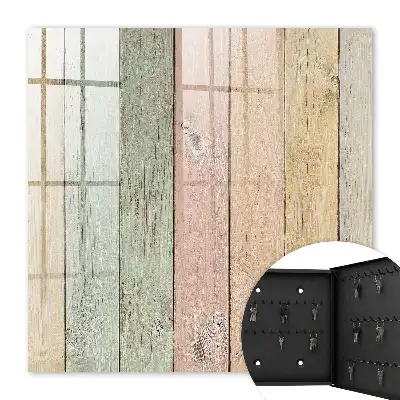 Wall Mounted Key Cabinet with Pastel Grain Wood Finish