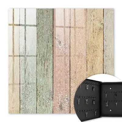 Wall mounted key cabinet Pastel boards with visible grain