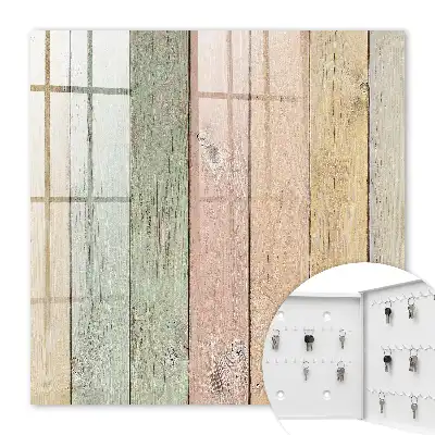 Wall Mounted Key Cabinet with Pastel Grain Wood Finish