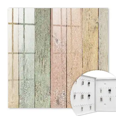 Wall Mounted Key Cabinet with Pastel Grain Wood Finish