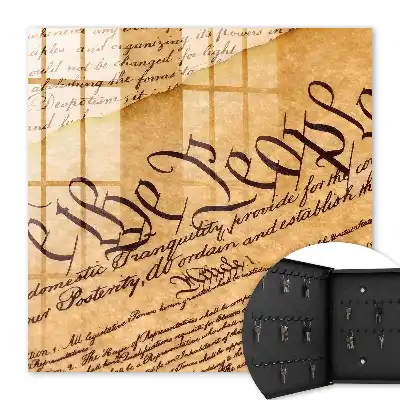 Wall mounted key box An old document in elegant handwriting