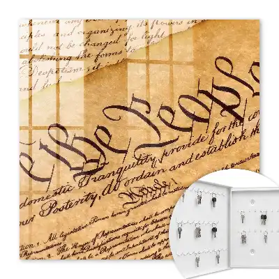 Wall mounted key box An old document in elegant handwriting