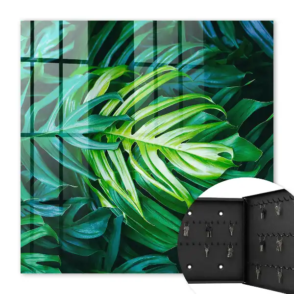 Wall mounted key cabinet Green leaves in shades