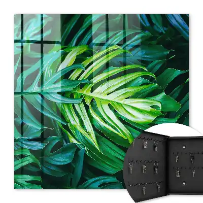 Wall mounted key cabinet Green leaves in shades
