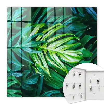 Wall mounted key cabinet Green leaves in shades