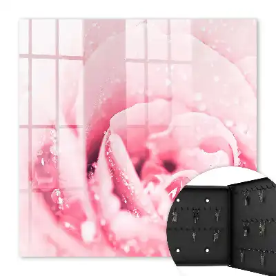Wall mounted key box Rose delicacy with dew drops
