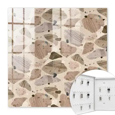 Wall mounted key cabinet Organic beige and brown compositions