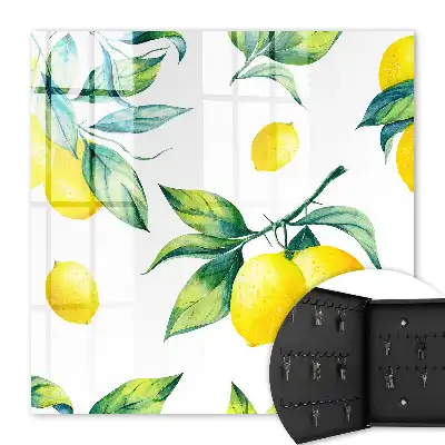 Decorative key box Watercolor lemon leaves