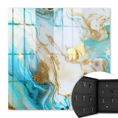 Wall mounted key box Turquoise patterns in a dynamic composition