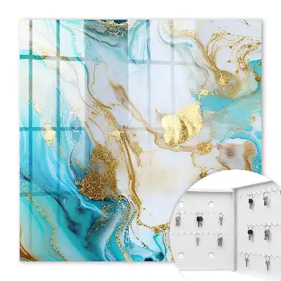 Wall mounted key box Turquoise patterns in a dynamic composition