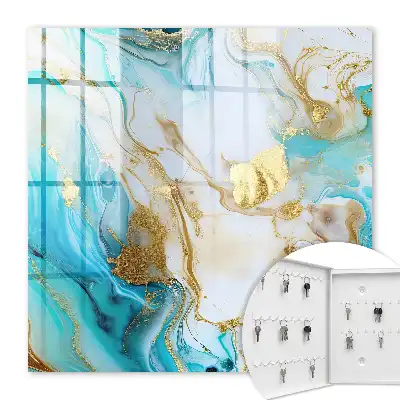 Wall mounted key box Turquoise patterns in a dynamic composition