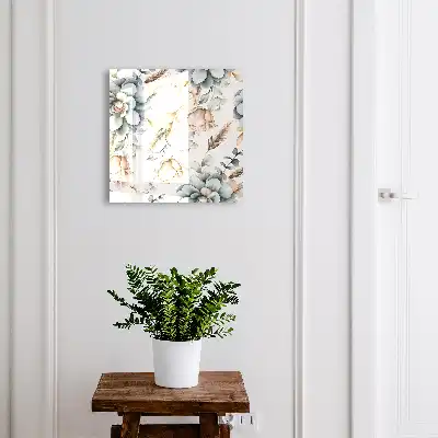 Wall mounted key box Watercolor flowers in soft colors