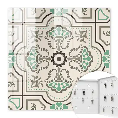 Key box for home Geometric decoration with plant accents