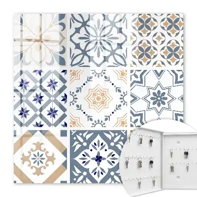 Wall mounted key cabinet Tile patterns in classic colors