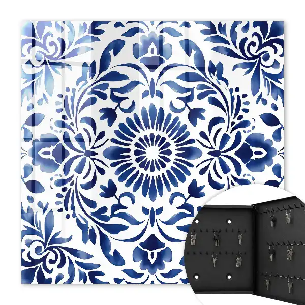 Key box for home Floral ornament in white background