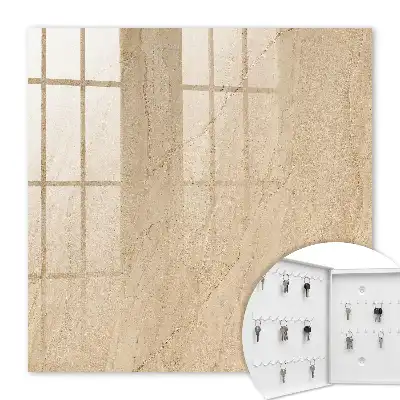 Wall mounted key cabinet Beige marble resembling stone