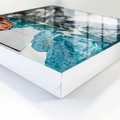 Wall mounted key box Mountain landscape with boats and a jetty