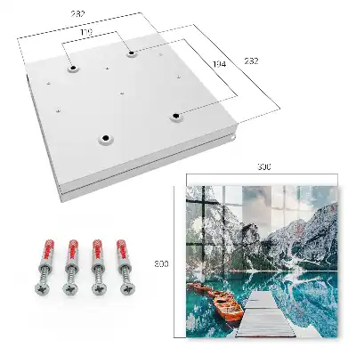 Wall mounted key box Mountain landscape with boats and a jetty