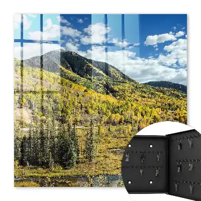 Wall mounted key box Autumn landscape blue sky