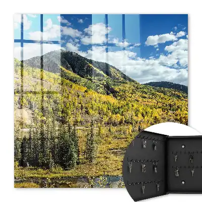 Wall mounted key box Autumn landscape blue sky