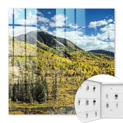 Wall mounted key box Autumn landscape blue sky