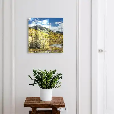 Wall mounted key box Autumn landscape blue sky