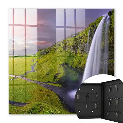 Wall mounted key cabinet Mountain Waterfall of Colorful Sky