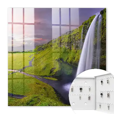 Wall mounted key cabinet Mountain Waterfall of Colorful Sky