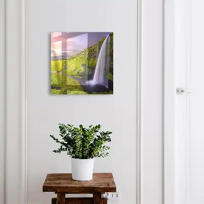 Wall mounted key cabinet Mountain Waterfall of Colorful Sky