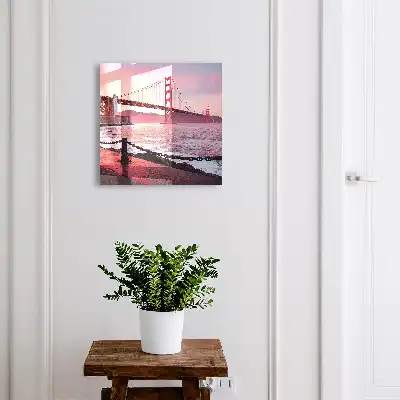 Wall mounted key cabinet The city bridge in pink colors