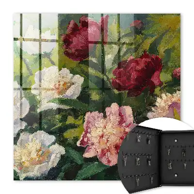 Key box for home Colorful flowers in a green background