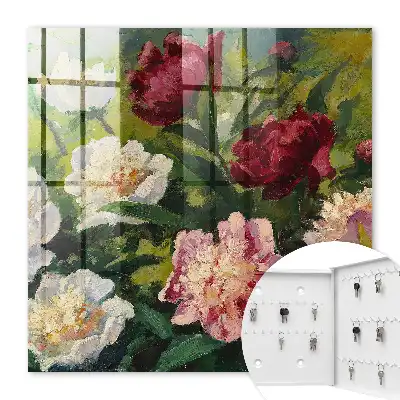 Key box for home Colorful flowers in a green background