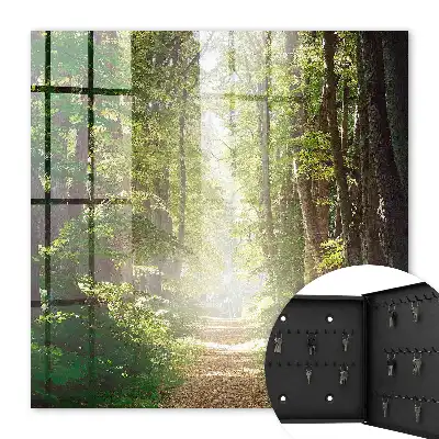 Wall mounted key box Forest landscape with green trees