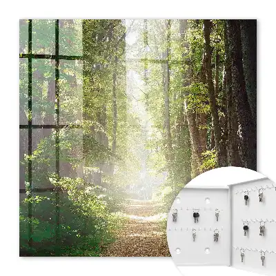 Wall mounted key box Forest landscape with green trees